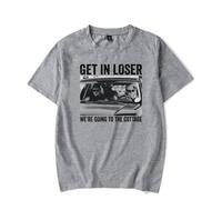T-shirt chauffant « Get in Loser We're Going to The Cottage » - Col ras du cou - Manches courtes - Style décontracté et tendance, gris, XS