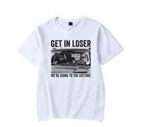 T-shirt chauffant « Get in Loser We're Going to The Cottage » - Col ras du cou - Manches courtes - Style décontracté et tendance, blanc, XXL