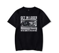 T-shirt chauffant « Get in Loser We're Going to The Cottage » - Col ras du cou - Manches courtes - Style décontracté et tendance, Noir , S