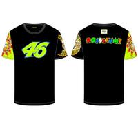 T-Shirt Check The Doc VR46 Classic Moto GP Officiel Noir Damier (FR/ES, Alpha/Lettres, S, Taille Normale, Taille Normale, Noir)