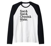 T-Shirt Chess.COM Sac & Sac & Check & Mate pour Fans d'échecs en Ligne Manche Raglan