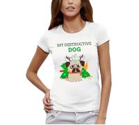 T-shirt CHIEN DE NOEL - PIXEL EVOLUTION - Femme - Coupe ajustée - 100% Coton semi-peigné S