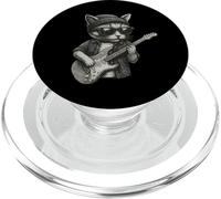 T-Shirt Chill Cat Jouant de la Guitare Rock Music avec Un Animal drôle PopSockets PopGrip pour MagSafe
