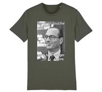 T Shirt Chirac ça m'en Touche Une sans Faire bouger l’Autre - pour Homme - Imprimé en France - Coton 100% Bio - Cadeau Anniversaire Chirac French Touch Original Rigolo (Kaki, XL)