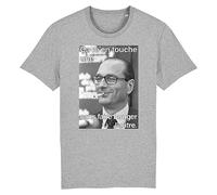 T Shirt Chirac ça m'en Touche Une sans Faire bouger l’Autre - pour Homme - Imprimé en France - Coton 100% Bio - Cadeau Anniversaire Chirac French Touch Original Rigolo (Gris, L)