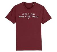 T Shirt Chirac C'est Loin mais C'est Beau - pour Homme - Imprimé en France - Coton 100% Bio - Cadeau Anniversaire Chirac French Touch Original Rigolo (Bordeaux, XS)