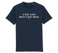 T Shirt Chirac C'est Loin mais C'est Beau - pour Homme - Imprimé en France - Coton 100% Bio - Cadeau Anniversaire Chirac French Touch Original Rigolo (Marine, XXXL)