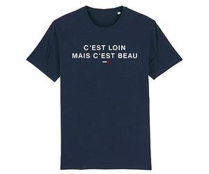T Shirt Chirac C'est Loin mais C'est Beau - pour Homme - Imprimé en France - Coton 100% Bio - Cadeau Anniversaire Chirac French Touch Original Rigolo (Marine, XXXL)