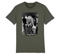 T Shirt Chirac Thug Life - pour Homme - Imprimé en France - Coton 100% Bio - Cadeau Anniversaire Chirac French Touch Original Rigolo (Kaki, L)