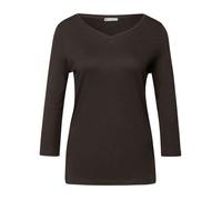 T-shirt chocolat uni pourvu d'un col cœur et de manches longues 44