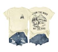 T-shirt chrétien « Follow The Word Not The Herd », chemise chrétienne pour femmes et hommes, Jaune crémeux., S