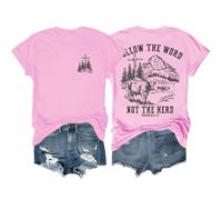 T-shirt chrétien « Follow The Word Not The Herd », chemise chrétienne pour femmes et hommes, rose, M