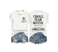 T-shirt chrétien « I Shall Fear No Evil Charlie » pour femme, blanc, S