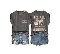 T-shirt chrétien « I Shall Fear No Evil Charlie » pour femme, gris, S