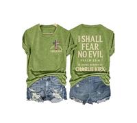 T-shirt chrétien « I Shall Fear No Evil Charlie » pour femme, Vert, S