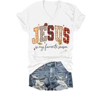 T-shirt chrétien « Jesus is My Favorite Season » - Automne - Jésus est ma saison préférée, Blanc-V, M