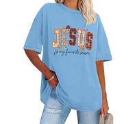 T-shirt chrétien « Jesus is My Favorite Season » - Automne - Jésus est ma saison préférée, Bleu (Carolina blue), L