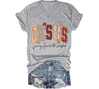 T-shirt chrétien « Jesus is My Favorite Season » - Automne - Jésus est ma saison préférée, Gris - V, L