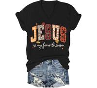 T-shirt chrétien « Jesus is My Favorite Season » - Automne - Jésus est ma saison préférée, Noir-V., S