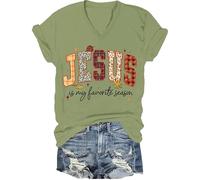 T-shirt chrétien « Jesus is My Favorite Season » - Automne - Jésus est ma saison préférée, Vert-V, L