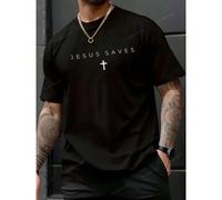 T-shirt chrétien minimaliste subtil "Jésus " - 100% coton Hauts d'été T-shirts graphiques, Vêtements Y2K T-shirts graphiques pour hommes, Chemise Jamaïque Nana Vêtements pour hommes L,M,S,XL,XXL,XXXLL