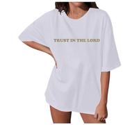 T-shirt chrétien surdimensionné pour femme avec inscription « But God » - Coupe ample - Manches courtes - Col rond - Coupe ample - Respirant, Z1 blanc., M