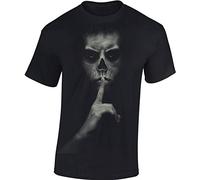 T-Shirt: Chut ! - Crâne - Halloween Fantaisie Horreur Tee-Shirt - Horror Fantasy - Skull - Idée Cadeau - Homme-s Femme-s - Gamer - Death Mort-Vivant Zombie - Ciné Biker Frankenstein (3XL)