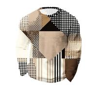 T-shirt classique à col rond pour homme - Patchwork abstrait géométrique, blanc, L