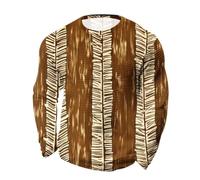 T-shirt classique à col rond pour homme - Patchwork abstrait géométrique, Orange, L