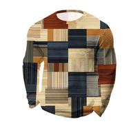 T-shirt classique à col rond pour homme - Patchwork abstrait géométrique, rouge pastèque, 4XL