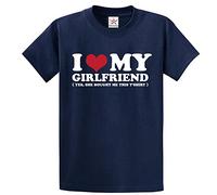 T-shirt classique pour homme et adulte avec inscription « I Love My Girlfriend Yes She Bought Me This », bleu marine, L