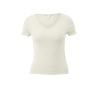 T-shirt col en V finitions ondulées sur les manches femme QS Blanc XL