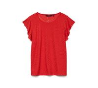VERO MODA Chemise Blouse avec Motif Trou et Manches Courtes Volantées, Couleurs:Rouge, Taille:L