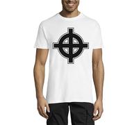 T-shirt col rond homme croix celtique païenne blanc, blanc, L
