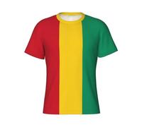 T-Shirt Col Rond Imprimé Drapeau De La Guinée pour Homme, Manches Courtes Maille Respirante, Évacuation De L'Humidité, T-Shirt Décontracté Armoiries Nationales Rayures pour Course Pied Salle De Sport