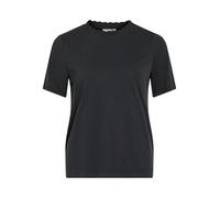 T-shirt col rond manches courtes ourlet ondulé