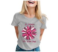 T-Shirt Col Rond T Shirt Floral Été Femme Tshirt Plage Animal Print Basic Blouse Stretch Octobre Rose Facile Tee sans Manches Coupe Cintrée Silhouette Nuit Lot 3 Noir Décolleté