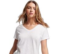 T-shirt col V brodÃ© et flammÃ© femme Superdry Blanc M