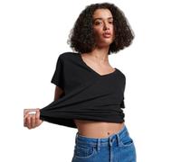 Superdry T-shirt Studios Slub brodé manches courtes col V Noir Femme S