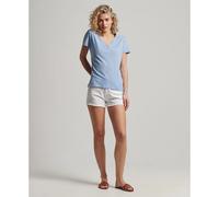 Superdry Studios Slub Embroidered Short Sleeve V Neck T-shirt Bleu XS Femme
