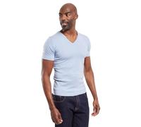 T-shirt col V - coton épais issu de l agriculture biologique Bleu chine L
