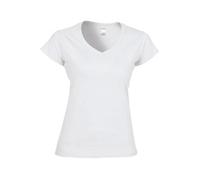 T-shirt col V femme Gildan Softstyle - white - M S