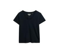 T-shirt col V femme Superdry Slub Emb de Studios Bleu S
