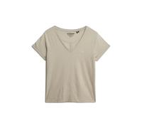 T-shirt col V femme Superdry Slub Emb de Studios Gris M