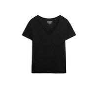 T-shirt col V femme Superdry Slub Emb de Studios Noir M