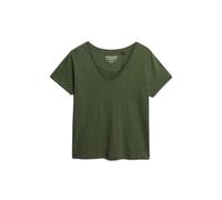 Superdry T-shirt Studios Slub brodé Col V manches courtes Femme Vert Taille S