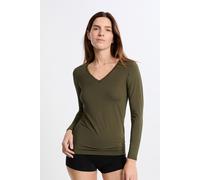 T-shirt col V maille thermique - Warme Up Lace - M - Kaki - Femme - Etam