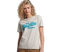 T-shirt Coll coton biologique femme Superdry intage Logo Scripted Beige L
