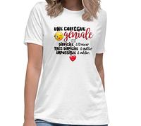 T-Shirt Collègue Géniale Femme Humour Message Drôle. Idée Cadeau Original Retraite Mutation Départ Travail Bureau Amie Anniversaire Noël. Tee-Shirt Taille (as4, Alpha, l, Regular, Regular, L)