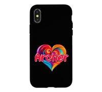 T-Shirt coloré avec Inscription « I Heart Love Archer » Coque pour iPhone X/XS